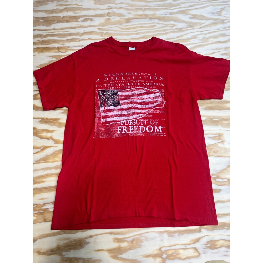 Gildan Pursuit of Freedom Declaration of Independence Red Graphic T-Shirt Large